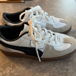 Puma Palermo Sneakers in White, Beige, and Black